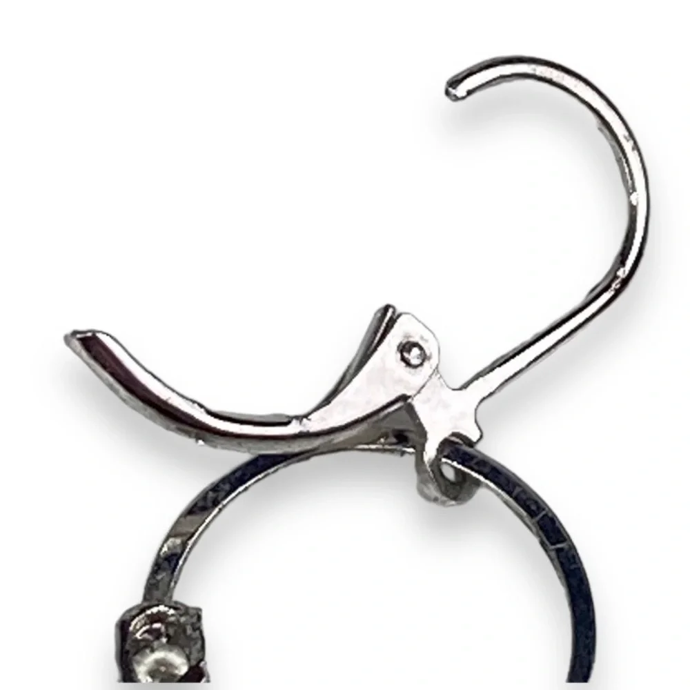 3 joint silver hoop Drop earrings with stones 2.5 inces